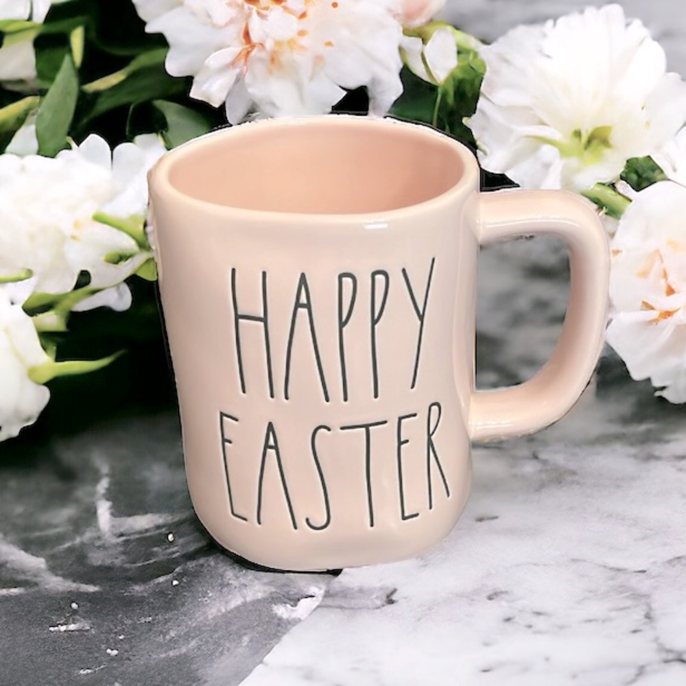 NEW Rae Dunn HAPPY EASTER Light Pink Large Mug